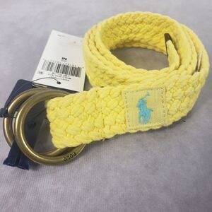 Polo Ralph Lauren Braided Belt Mens Medium D-Ring Buckle Empire Yellow
